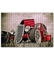 Cakapuzzle  Klasik Kırmızı Hot Rod Araba   Puzzle Yapboz MDF (Ahşap) (500 Parça)