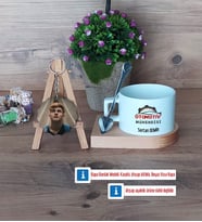 Otomotiv Mühendisi Kupa Bardak Beyaz ve Fotoğraflı Ahşap Anahtarlık Hediye (Model 8)