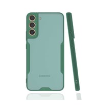 Galaxy S22 Plus Kılıf Kamera Korumalı Arkası Şeffaf Silikon (Koyu Yeşil)