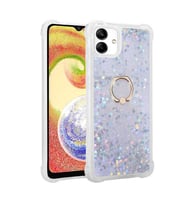 Galaxy A04 Kılıf Zore Milce Simli Pullu Yüzüklü Kılıf (Gümüş)
