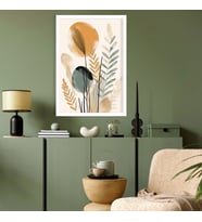Tekli Ahşap Lamine Çerçeveli Mdf Tablo Soyut Pastel Tasarım (Beyaz)