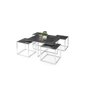 Kares 4 Zigonlu Orta Sehpa Metal Krom 90x90x47cm (Siyah)
