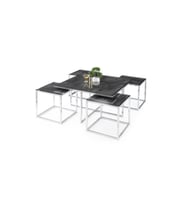 Kares 4 Zigonlu Orta Sehpa Metal Krom 90x90x47cm (Siyah)