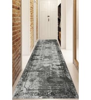 Dijital Baskılı Kaymaz Taban Yıkanabilir Modern Yolluk Ve Koridor Halısı NDU-SD-308 (Gri)