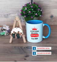 Arkadaşa Hediye Kupa Bardak Beyaz ve Fotoğraflı Ahşap Anahtarlık HediyeDoğum Günü Hediyesi (Model 4)