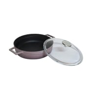 Lava Döküm Çok Amaçlı Yayvan Tencere. Glaze Serisi Çap(Ø)24cm. - Kırmızı (Mor)
