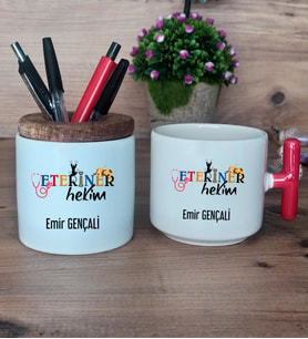 Veteriner Hekim Hediye Sepeti Kupa Bardak T Kulplu, Kalemlik Hediyeleri Veteriner Hekime Hediye (Model 1)