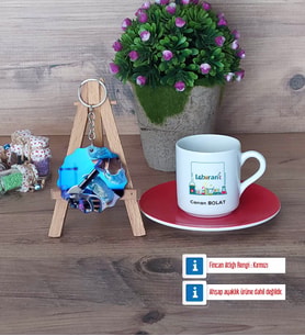 Laborant Türk Kahvesi Fincanı Ahşap Altlıklı ve Fotoğraflı Ahşap Anahtarlık Hediye (Model 3)