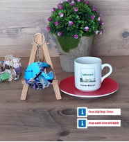 Laborant Türk Kahvesi Fincanı Ahşap Altlıklı ve Fotoğraflı Ahşap Anahtarlık Hediye (Model 3)