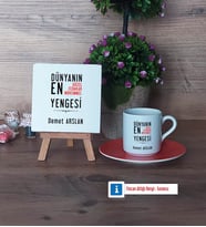 Yengeye Hediye Dekoratif Taş, Türk Kahvesi Fincanı Kırmızı İsme Özel Hediye (Model 6)