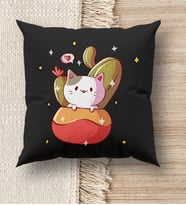BK Gift Kedi Tasarımlı Premium Kumaş Siyah Kırlent Yastık, Ev Hediyesi, Ev Dekorasyonu, Dekoratif Hediye (Model 8)