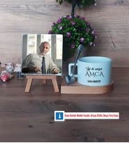 Amcaya Hediye Fotoğraflı Dekoratif Taş, Kupa Bardak Beyaz Hediye (Model 8)