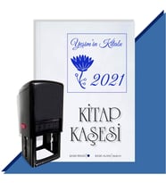 Kişiye Özel Çiçek Buketi 10 2021 Otomatik Kitap Kaşesi (Mavi)