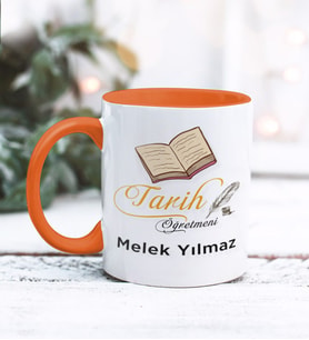 Tarih Öğretmeni Tasarımlı Kişiye Özel Kupa Bardak (Turuncu)
