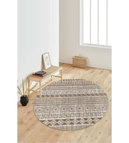 Dijital Baskılı Kaymaz Taban Yıkanabilir Yuvarlak Salon Halısı Koridor Halısı Paspas NDY-HT-929 (Kahverengi)