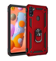Galaxy A11 Kılıf Zore Vega Yüzüklü Standlı Zırh Kılıf (Kırmızı)