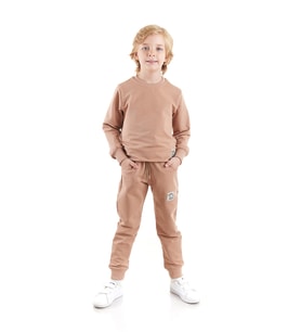 Erkek Çocuk Back To School Trend Eşofman Takımı AK2528 (Kahverengi)