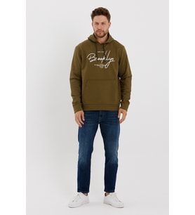 Erkek Kapşonlu  Oversize Fit Brooklyn Baskılı İnce Sweatshirt SPR23SW361 (Haki)