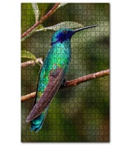 Cakapuzzle Daldaki Mavi Yeşil Sinekkuşu Puzzle Yapboz MDF (Ahşap) (500 Parça)