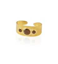 Kadir Jewellery 22 Ayar Altın Kaplama El İşçiliği Zirkon Taşlı Kadın Kelepçe Bilezik (Kahverengi)