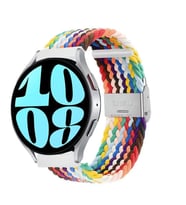 Sneezy Samsung Galaxy Watch Active Active 2 44mm-40mm 20mm Metal Klips Solo Fiberlink Örgü Kordon (Rainbow)
