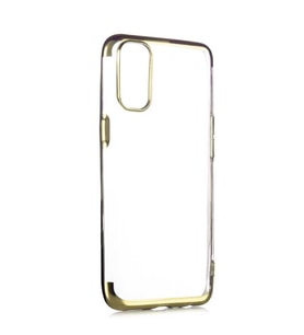 Oppo Reno 4 Kılıf Zore Dört Köşeli Lazer Silikon Kılıf (Gold)