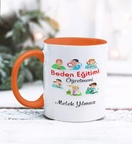 Beden Eğitimi Öğretmeni Tasarımlı Kişiye Özel Kupa Bardak (Turuncu)