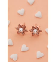 Elika Silver Inci Detaylı Çiçek Model 925 Ayar Gümüş Çocuk Küpesi (Rose)