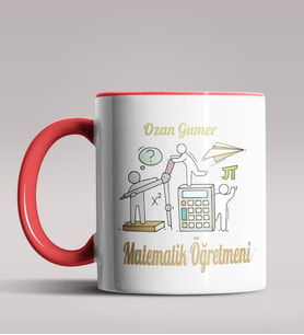 Kişiye Özel Matematik Öğretmeni Tasarımlı Siyah Renk Kupa 11 (Kırmızı)