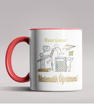 Kişiye Özel Matematik Öğretmeni Tasarımlı Siyah Renk Kupa 11 (Kırmızı)