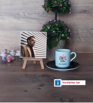 Teknoloji ve Tasarım Öğretmeni Fotoğraflı Dekoratif Taş, Ahşap Altlıklı Türk Kahvesi Fincanı Hediye Öğretmenler Günü Hediyesi (Model 7)