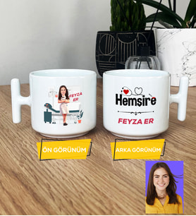 Kişiye Özel Karikatürlü Hemşire Hediye T Kupa Bardak Kadın Hemşireye Tıp Bayramı Hediyesi (Beyaz)