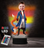 Doğum Günü Hediyesi,Sevgiliye Hediye, Kişiye Özel Fotoğraflı Küçük Prens Karikatür 3D Led Lamba (RGB)