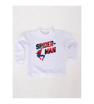 Spiderman baskılı örümcek adam pamuklu kumaş çocuk sweatshirt (Beyaz)