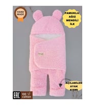 BEBEK DIŞ KUNDAK BATTANİYESİ WELSOFT EKSTRA UZUN KIŞLIK PELUŞ AYAKLARI AÇILABİLEN UYKU TULUMU 0-12ay (Pembe)