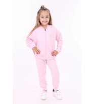 Toontoy Kız Çocuk Fermuarlı Kanguru Cepli Eşofman Takım (Açık Pembe)