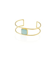 Kadir Jewellery 22 Ayar Altın Kaplama Zirkon Taşlı Ayarlanabilir Vintage Bilezik (Açık Mavi)