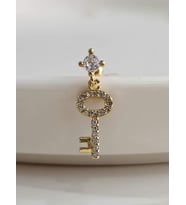 Kilit Anahtar Model Kıkırdak Piercing Tragus Helix Silver Gümüş ve Altın Gold Renk Küpe (Gold)