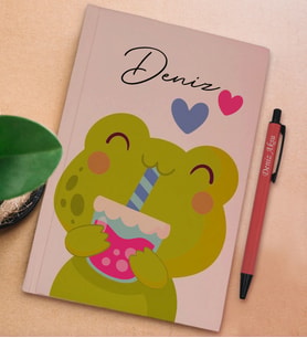BK Gift Kişiye Özel İsimli Pudra Pembesi Sert Kapaklı Defter ve Tükenmez Kalem Seti, Arkadaşa Hediye, Yeni İş Hediyesi, Doğum Günü Hediyesi (Model 7)