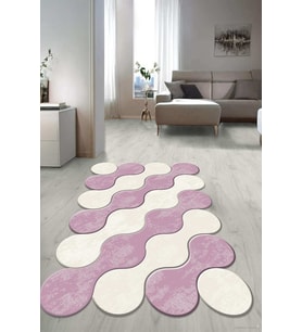 Dijital Baskılı Kaymaz Taban Yıkanabilir Lazer Kesim Salon Halısı Yolluk NLZR-HT-1222 (Mor)