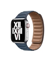 Apple Watch 7/8/9 41mm Kordon Baklalı Deri Kordon (Lacivert)