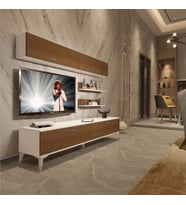 Decoraktiv Eko 5 Slm Std Silver Tv Ünitesi Tv Sehpası - Parlak Beyaz (Beyaz - Ceviz)