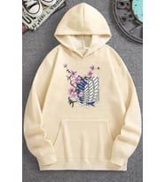 Unisex Flowers Baskılı Sweatshirt (Bej)