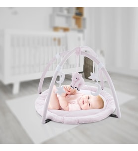 Fil Desenli Oyuncaklı Yumuşak Pamuklı Oyun Halısı Yenidoğan Bebek Aktivite Oyun Matı - Babyjeem (Pembe)