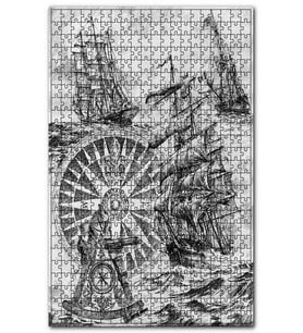 Cakapuzzle Fırtına İçinde Yelken Gemi Dev Pusula Parça Puzzle Yapboz MDF (Ahşap) (255 Parça)