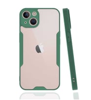 Apple iPhone 13 Mini Kılıf Kamera Korumalı Arkası Şeffaf Silikon (Yeşil)