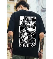 Unisex Skullcracked Baskılı T-shirt (Siyah)