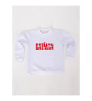 Batman baskılı pamuklu kumaş çocuk sweatshirt (Beyaz)