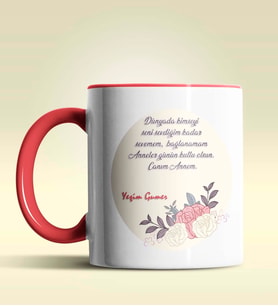 Kişiye Özel Canım Annem 4 Tasarımlı Pembe Kupa Bardak (Kırmızı)
