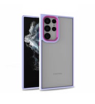Galaxy S22 Ultra Kılıf Flora Buton,Kenar Çevresi Renkli Kılıf (Lila)
